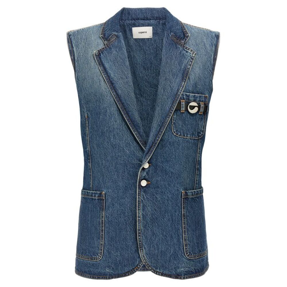 Coperni Blue Cotton Sleeveless Women's Jacket